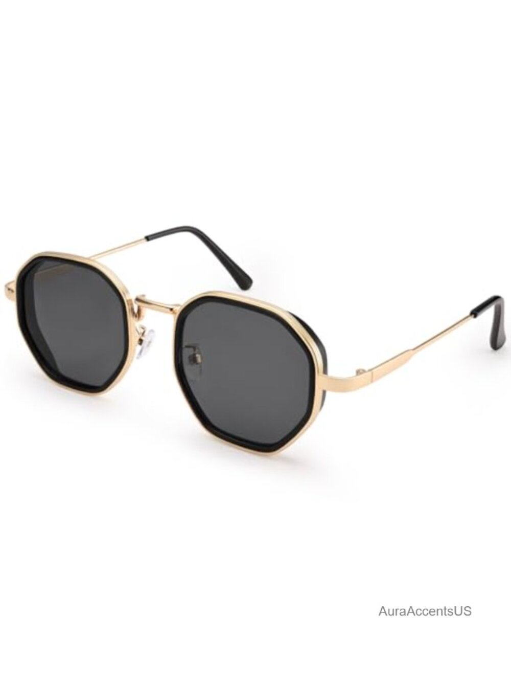 Unisex Octagonal Retro Sunglasses Metal Frame Gradient UV400 Lens Large